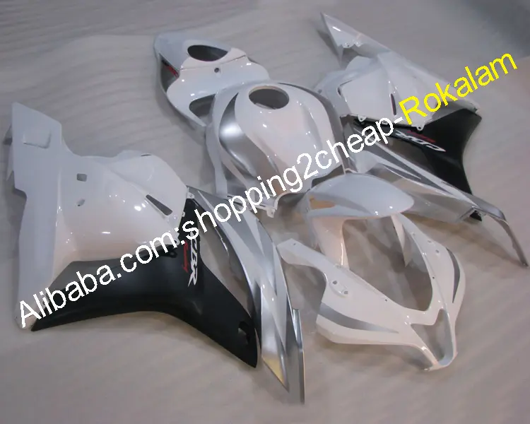 Conjunto de carenagem para motocicleta honda, para modelos cbr600rr f5 2009 2010 2011 2012 cbr600 rr 09 10 11 12, branco, prata e preto