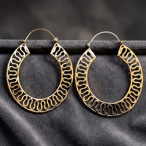 ¡Novedad de 2021! Pendientes de aro grandes de 6 pulgadas, pendientes de latón de Color dorado, pendientes de aro, joyería para niñas - Product Image 1