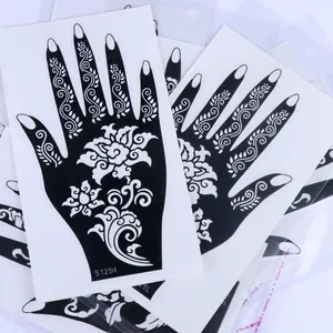 In Voorraad Henna Tattoo Stencils Zwarte Tattoo Sjablonen, Herbruikbare Tijdelijke Tatoeages Stencil Diy Sticker Voor Tieners Meisjes