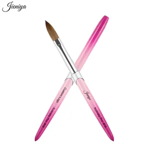 Easy To Clean Pink Metal Handle Acrylic Nail Brush - Size #8-#24 100% Kolinsky Nail Brushes For Acrylic Application