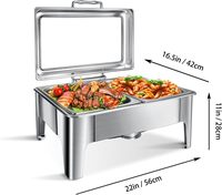 Plat de service rectangulaire 9 QT en acier inoxydable 201 avec couvercle en verre argenté et doré, chauffe-plats pour buffets, hôtels et restaurants
