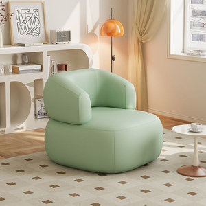 Fauteuil simple moderne en velours capitonné crème avec rembourrage en coton, petit luxe pour chambre, salon, bureau, salle de séjour, réception - Product Image 1