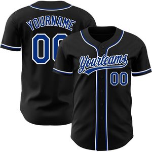 Maillot de baseball personnalisé noir et bleu marine, col en V, manches courtes, unisexe, polyester, nom d'équipe personnalisé, respirant - Product Image 1