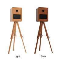 Kiosque photo numérique portable vintage en bois pour événements, fêtes et mariages, avec coque de photomaton DSLR et support d'imprimante