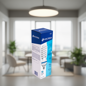 Ampoule CFL spirale Volteck 55W T5 6500K Lumière du jour Économie d'énergie Culot E27 3300LM Garantie 10 ans Construction en verre Haute efficacité - Product Image 2