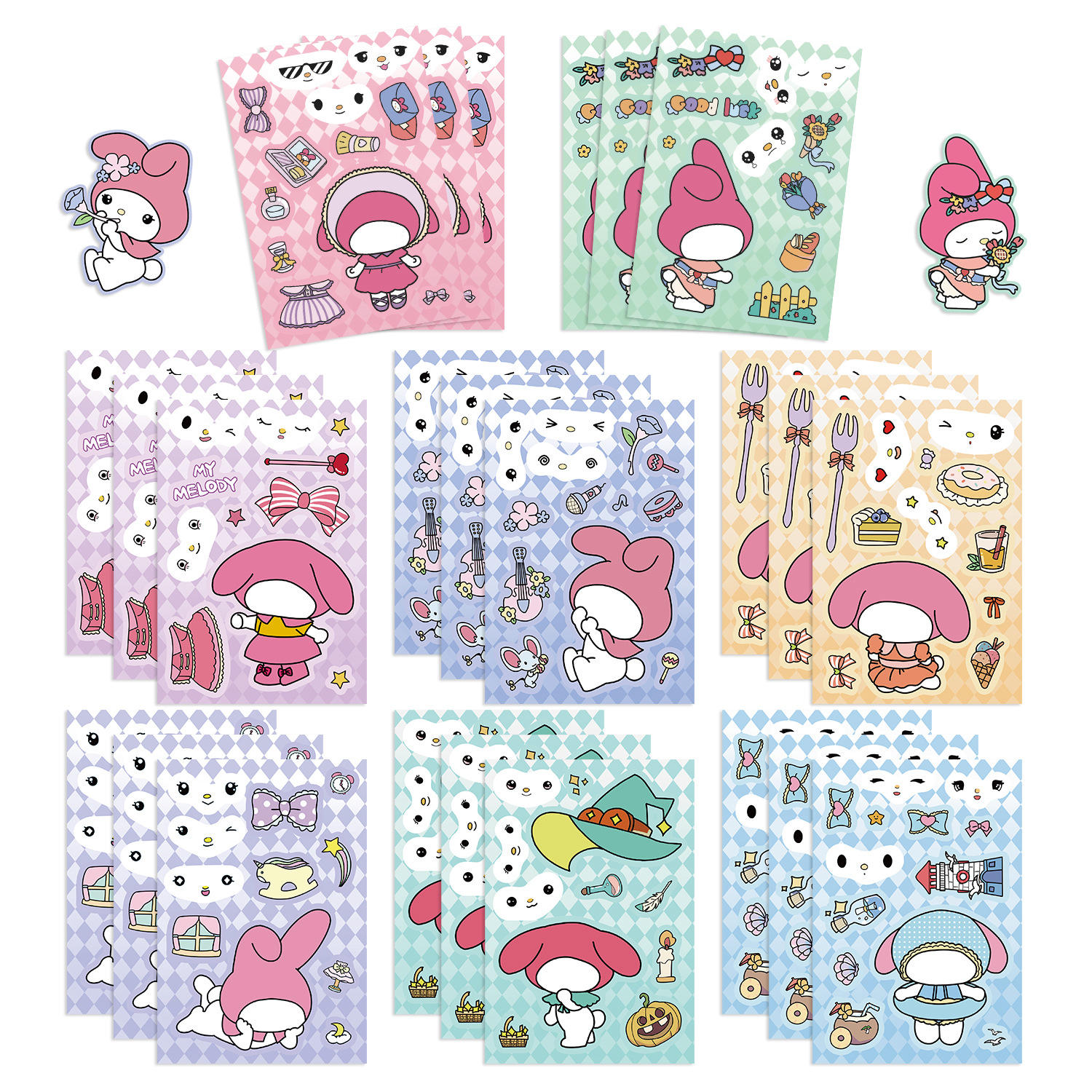 สติกเกอร์ 8 แผ่นสีสันสดใส (ดีไซน์ต่างกัน)