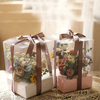 Fabrication Boîte à fleurs recyclable avec logo personnalisé Boîte d'emballage de fleurs en PVC transparent avec fenêtre pour mariage Saint Valentin
