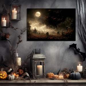 Looife Halloween toile mur Art 40x28 pouces <span class=keywords><strong>horreur</strong></span> Halloween effrayant <span class=keywords><strong>affiche</strong></span> effrayant maison hantée photos mur vie peintures - Product Image 5