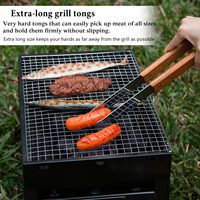 Ensemble d'outils de barbecue pour le camping en plein air, manches longues en bois, résistants à la chaleur, accessoires de grillade durables