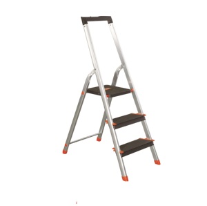 Escalera de Aluminio Plegable de 3 Peldaños <span class=keywords><strong>para</strong></span> Interiores con Pasamanos - Diseño Moderno <span class=keywords><strong>para</strong></span> Uso Doméstico y en Apartamentos - Product Image 1