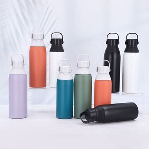 Termo Portátil de Doble Pared de Acero Inoxidable 304/201 de 500ML/750ML con Aislamiento al Vacío, Tapa Abatible, Logotipo Personalizado, Forma de Bala de 1L con Pajita - Product Image 1