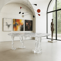 JingYue Maßgefertigter Transparenter Luxus-Acryl-Beistelltisch Handgefertigt Umweltfreundlich Langlebig Traditionelles Design Möbel Kommerziell