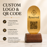 Support de numéro de table en acier avec code QR et menu, finition anodisée, forme personnalisée pour restaurants et cafés, matériau de qualité alimentaire