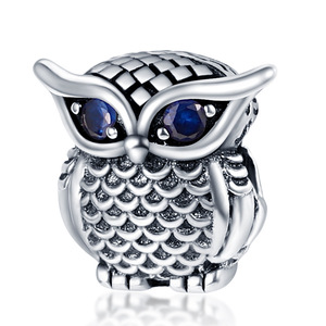 This adorable cartoon owl pendant is made of white brass and inlaid with zircon using a bezel setting technique - Product Image 2