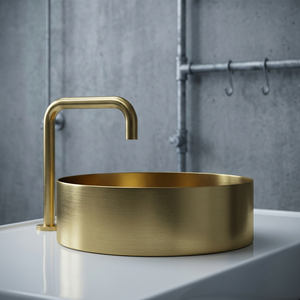Évier de comptoir moderne en acier inoxydable doré de luxe pour le lavage des mains dans une villa, avec égouttoir, vasque ronde - Product Image 5