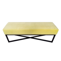 Meubles de balcon personnalisés de luxe pour appartement, sièges de réception d'hôtel, pouf rembourré en velours jaune doux pour la décoration de la maison