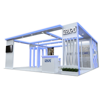 Stand d'exposition modulaire Izexpo haut de gamme 20x30 pieds, taille personnalisée, réutilisable, pour salon professionnel, stand d'exposition en bois