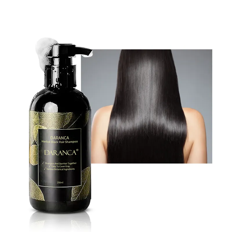 Daranca High Quality Wholesale 250ML natural black hair dye shampoo dye black hair shampoo for all hair type