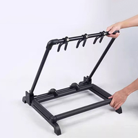 Stand Gitar Lantai 3 Kaki Lipat Konstruksi Logam Warna Hitam Desain Tahan Lama untuk Gitar Bass/Elektrik/Akustik
