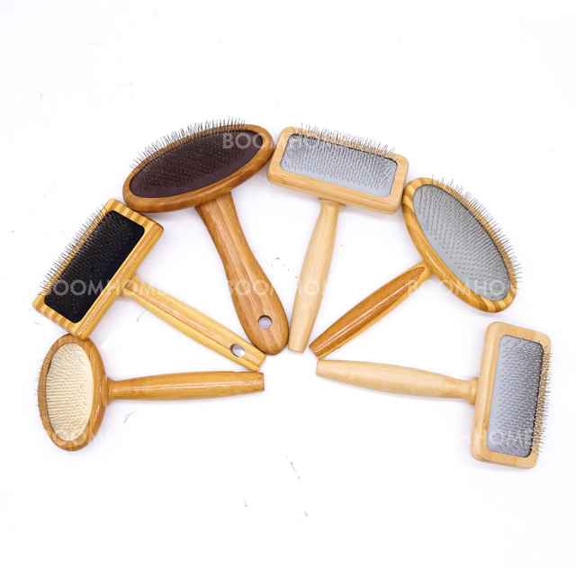 Bamboo Wooden Slicker Brush for Dog Cat Long Hair Grooming Deshedding Animal Hair Trimmer Eco-Friendly FSC Certified OEM