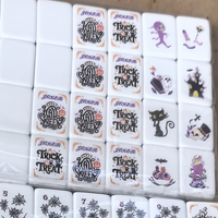 Juego de Mahjong Americano de Lujo Ghost Tiles Hanukkah, 160 Fichas de Acrílico Grabadas con Diseño de Menorah y Dreidel Judíos, Regalo Profesional para Juegos