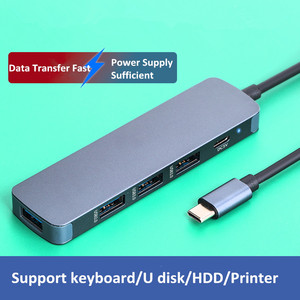 공장 가격 휴대용 USB 허브 데이터 전송 초고속 <span class=keywords><strong>5</strong></span> in 1 USB C 허브 도킹 스테이션 전원 공급 장치 포함 - Product Image 2