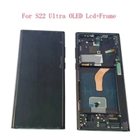 Lcd ponsel untuk Samsung S21 Ultra layar Lcd OLED dengan penutup bingkai bezel