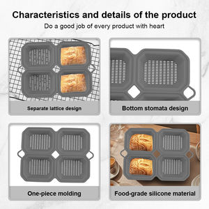 Molde de silicona para hornear de 4 cavidades, apto para uso doméstico, para hacer pasteles y pan, fácil de desmoldar. - Product Image 3