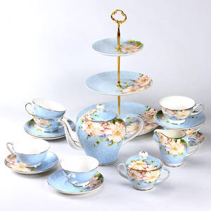 Offre Spéciale – Service à Thé et Café en Porcelaine Fine de Style Britannique, Couleur Bleu Clair - Product Image 1