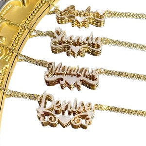 Collier pendentif personnalisé en acier inoxydable plaqué or, double couche, cœur mat, gravure de nom, tendance mode TD, cadeau - Product Image 5