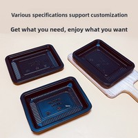 Barquette jetable carrée en plastique PP de qualité alimentaire, épaisse, noire, pour préparation et stockage, idéale pour supermarché, aliments frais, produits surgelés et fruits de mer