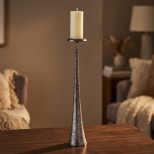 Support de bougie en fer argenté à lueur douce, design texturé, durable, décoration d'intérieur - Product Image 6