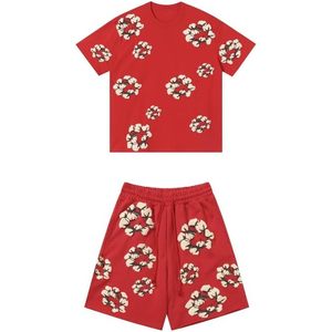 Ensemble 2 pièces personnalisé pour homme : T-shirt en coton et short, imprimé floral en relief, respirant, pour l'été, style décontracté streetwear, OEM - Product Image 2