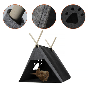 Fabricant en gros, nouvelle tente pliable pour animaux de compagnie en RPET, niche pour chat, yourte, maison pour chien, rembourrage en polyester amovible et lavable - Product Image 3