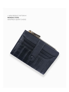 Cartera de Cuero Suave con Cremallera y Patrón de Cocodrilo para Mujer, con Protección RFID, Nueva, Corta, Pequeña, Moderna, para Monedas y Tarjetas - Product Image 4