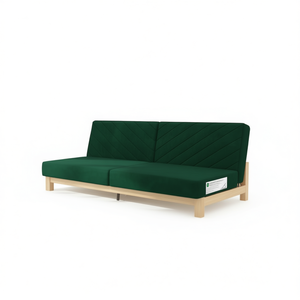 Divano Letto in Velluto Verde Scuro con Struttura in Legno, Design Moderno a 3 Posti per Soggiorno - Product Image 1