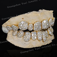Grillz dentaire haut de gamme avec grandes pierres 8 VVS, en argent 925 et or massif 9K 10K 14K 18K, certifié par un tiers, style Hip Hop unisexe