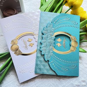 Tarjeta de invitación de boda en forma de corazón con estampado dorado, tarjeta de invitación floral grande, tarjeta de felicitación plegable con estampado dorado para festividades - Product Image 4