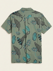 Excellent Cost Men’s 100% Organic Cotton Print Camp Collar Short Sleeve Sustainable Abstract <b>Repeat</b> Pattern OEM Tropical Shirts - Product Image 2