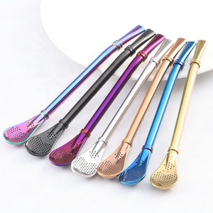 Cucchiaio con Cannuccia Riutilizzabile in Acciaio Inox 304 Oro Rosa per Tè Mate <span class=keywords><strong>Argentino</strong></span> e Whisky, con Filtro Ecologico, Accessorio per <span class=keywords><strong>Bar</strong></span> FX-K48 - Product Image 2