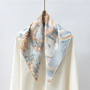 Haute qualité printemps lourd 65*65cm sergé soie carré écharpe en gros tropical léopard à pois Plaid rayé foulard en soie pour les femmes - Product Image 1