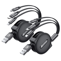 Cable USB 3 en 1 CAFELE, Cable Retráctil de Carga Rápida 3 en 1, Cable de Transmisión de Datos Tipo C Micro USB para iPhone 15 Pro Max