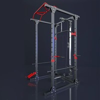 Rack à Squats et Crossover à Câbles en Acier 50x50mm, Réglable sur 12 Niveaux, Double Poulie, Rangement de Poids, Cage de Musculation pour Salle de Sport à Domicile, Unisexe