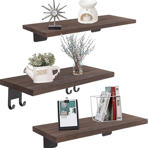 Solid Wood <b>Wall</b> Mounted <b>Shelf</b> Single Layer 44.95x16x2.03cm Kitchen <b>Floating</b> Storage Natural Color Rustic Modern Style - Product Image 4