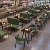 Ensemble de mobilier de restaurant XY : Chaises et tables à structure métallique, canapé en cuir – Idéal pour projets de restaurants, cafés, bars, restaurants de hamburgers, KTV et clubs.