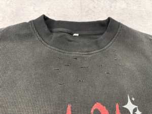 T-shirt en tissu gaufré personnalisé, délavé à l'acide, design graphique, impression par injection directe, manches longues, tricot gaufré, t-shirt homme - Product Image 5