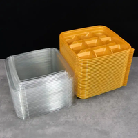 Récipients à gâteaux jetables dorés avec couvercles transparents Boîtes d'emballage Boîte à emporter avec 9 petites grilles pour dessert au cacao chaud