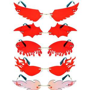 Gafas de sol de moda con diseño de murciélago para niñas, gafas de sol de lágrima de moda, gafas de sol con alas, gafas de fuego sin montura, gafas de sol con diseño de llama para mujer y hombre - Product Image 1
