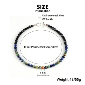 Zooying Natural Mapa Pedra Olho de Tigre Lapis Lazuli Pedra Beads Homens Gargantilha Colar Hematita Lava <span class=keywords><strong>Rock</strong></span> Chain Jóias - Product Image 4