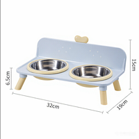 Bol pour animaux de compagnie surélevé en acier inoxydable PP, solide, écologique, durable, élégant, imperméable, antidérapant, anti-renversement, double bol pour chats et chiens